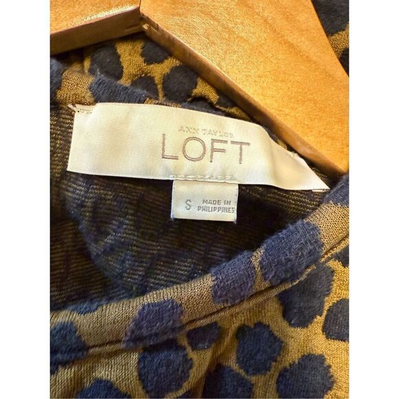 Ann Taylor Loft Size S Animal Print Drop Waist Mini Dress Brown Black Spot Flare - Picture 15 of 16